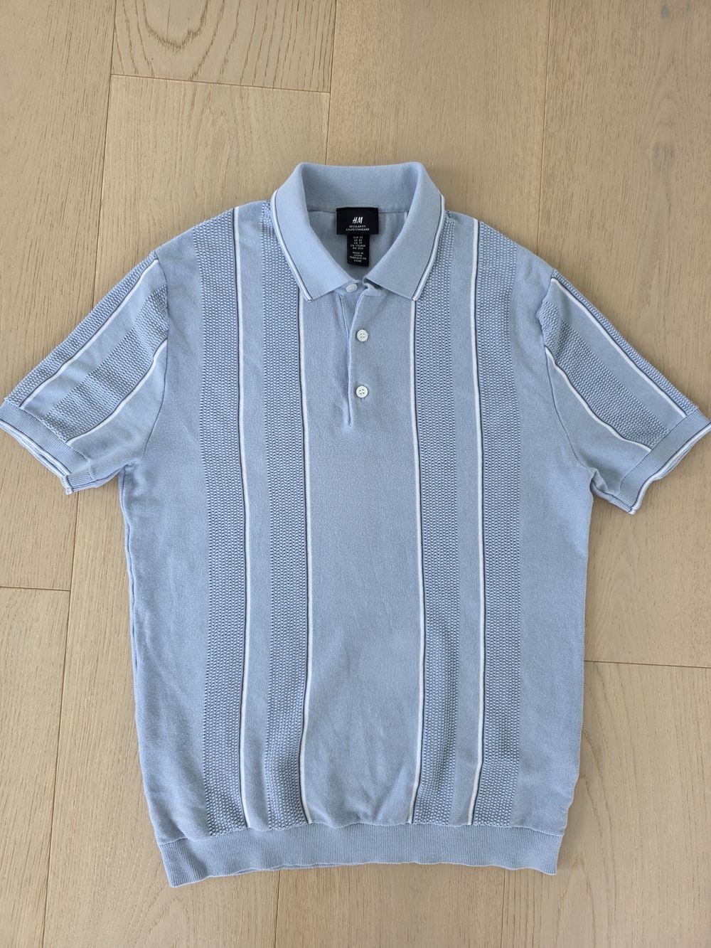 H&M Light Blue Knit Polo Shirt